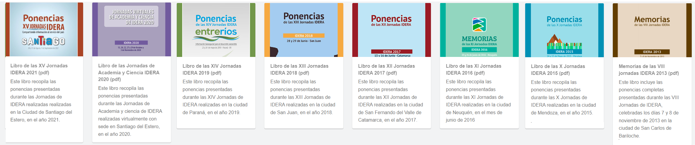 7 Libros de jornadas IDERA Publicados